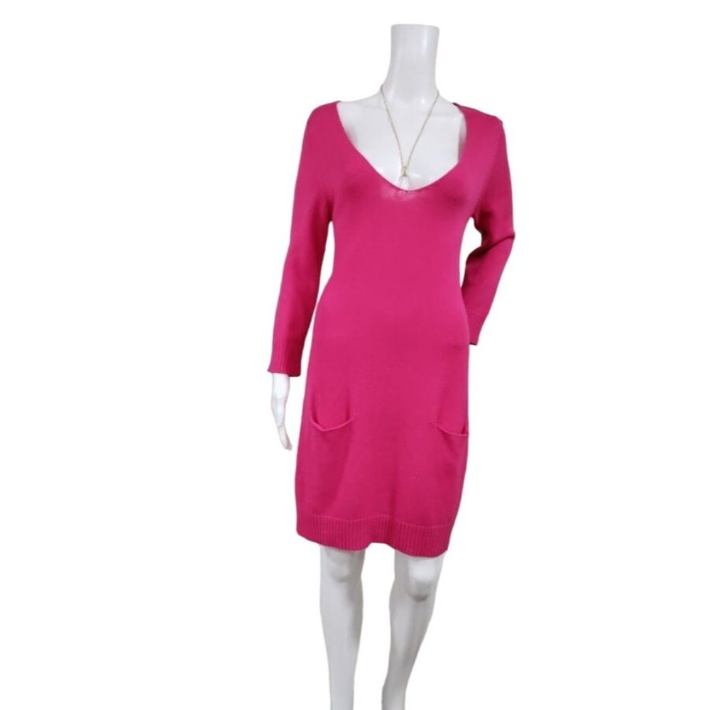 Express Design Studio Long Sleeve Ribbed Knit Mini Dress Hot Pink Women's M / S - Picture 4 of 14
